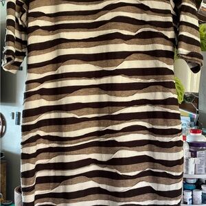 Connected Apparel SOFT Brown and Cream Striped DRESS